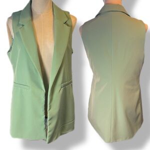 Sincerely Jules Sage Green Longline Blazer Vest, Size L